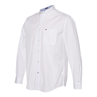 Tommy Hilfiger Men's Bright White 100s Two-Ply Polka Dot Shirt