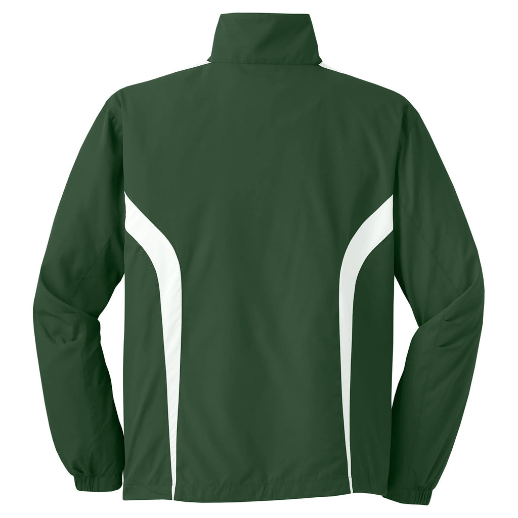 Sport-Tek Men's Forest Green/ White Tall Colorblock Raglan Jacket