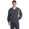 Sport-Tek Men's Graphite Grey/ White Tall Tipped V-Neck Raglan Wind Shirt