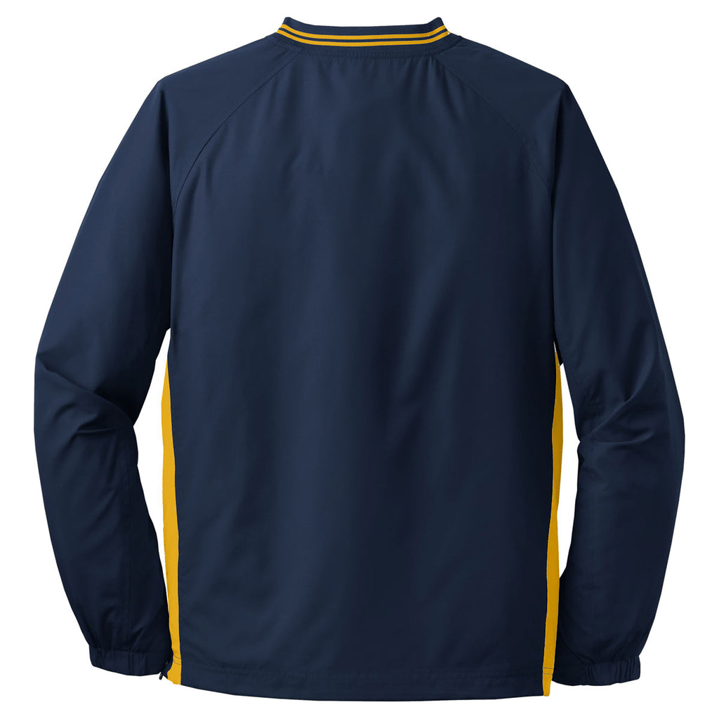 Sport-Tek Men's True Navy/ Gold Tall Tipped V-Neck Raglan Wind Shirt