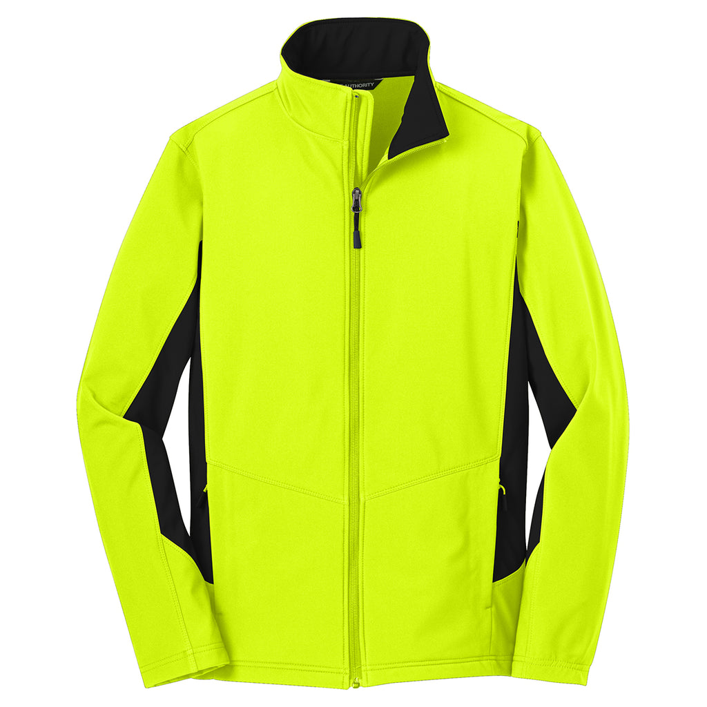 Port Authority Men's Safety Yellow/Black Tall Core Colorblock Soft Shell Jacket