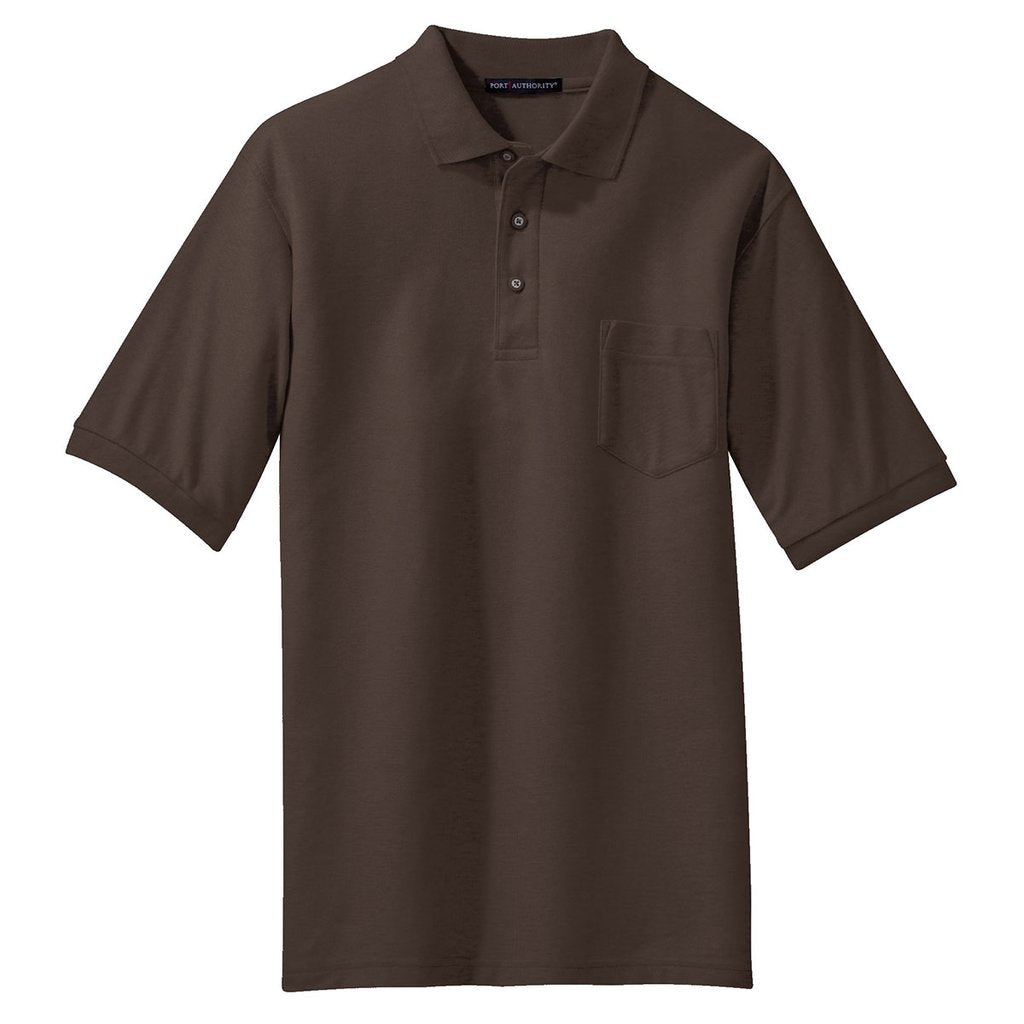 Port Authority Men's Coffee Bean Tall Silk Touch Polo with Pocket