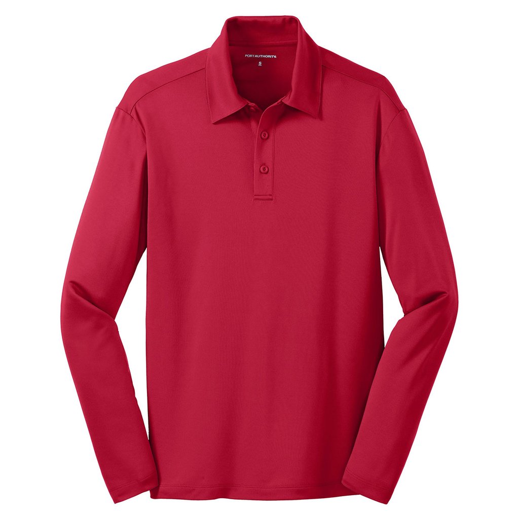 Port Authority Men's Red Tall Silk Touch Long Sleeve Polo