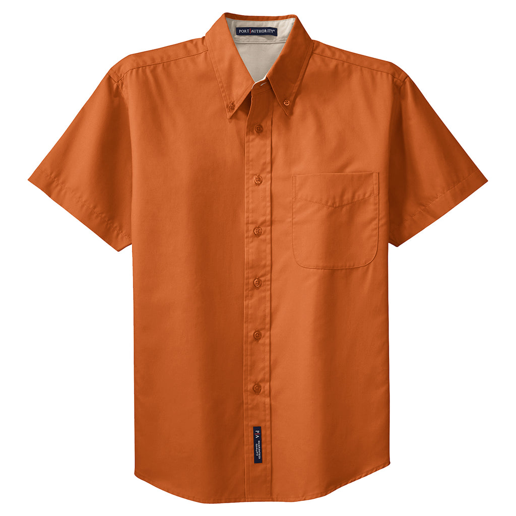 Port Authority Men's Texas Orange/Light Stone Tall Short Sleeve Easy Care Shirt