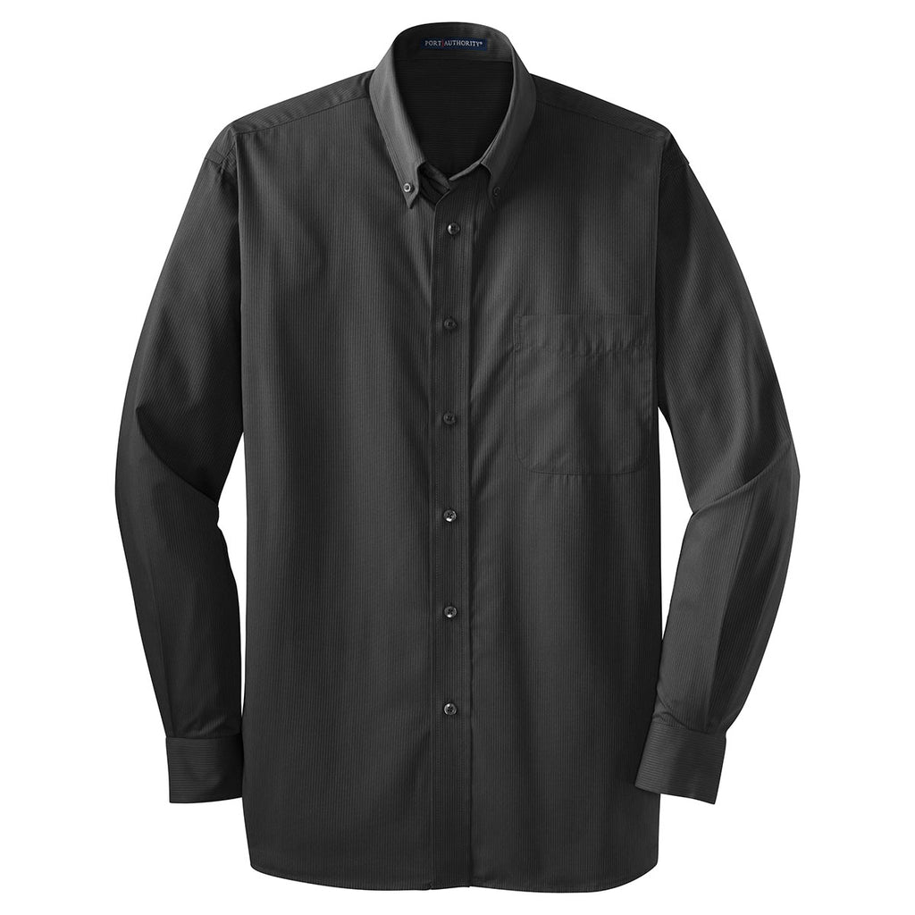 Port Authority Men's Dark Charcoal Tall Tonal Pattern Easy Care Shirt