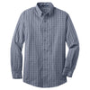Port Authority Men's Grey/White Tall Tattersall Easy Care Shirt