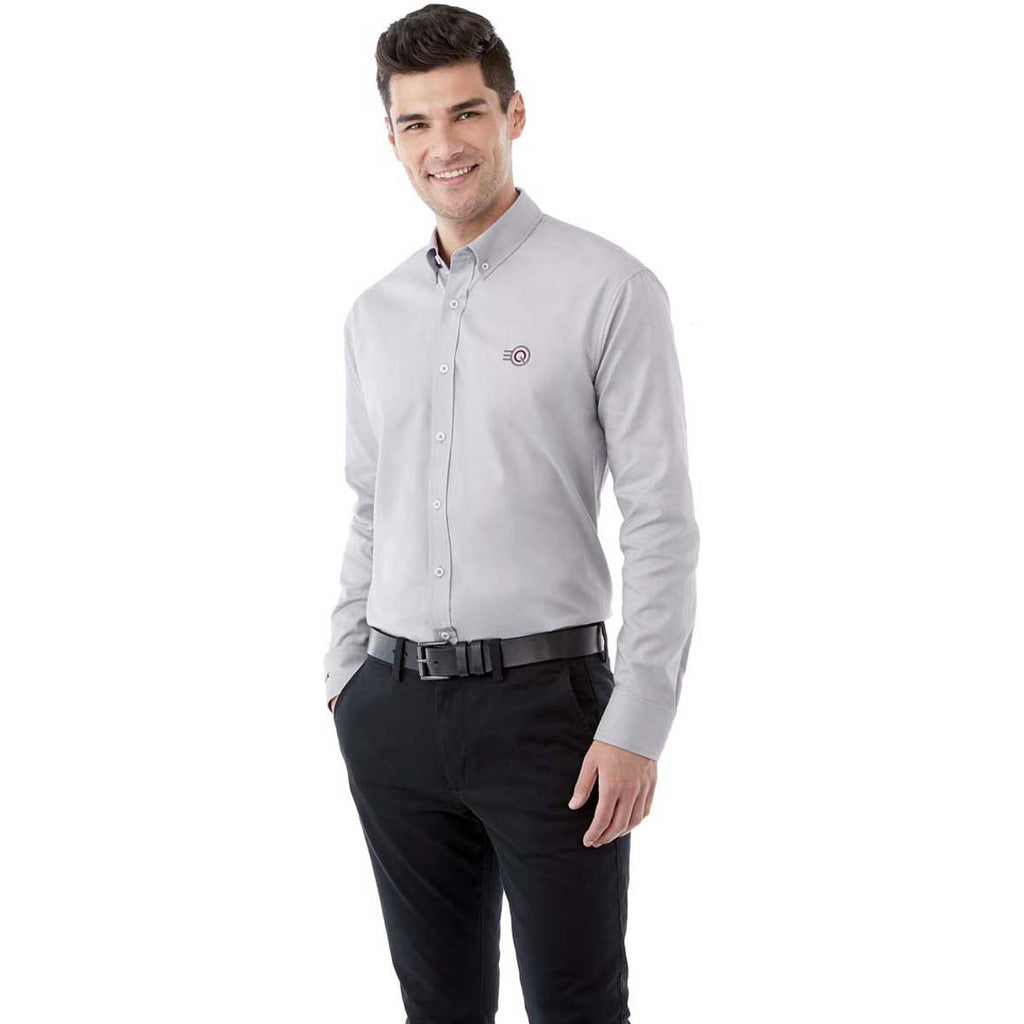 Elevate Men's Silver Irvine Oxford Long Sleeve Shirt