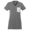 Elevate Women's Heather Dark Charcoal/White Monroe Short Sleeve Pocket Tee