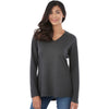 Elevate Women's Heather Dark Charcoal Bromley Knit V-Neck