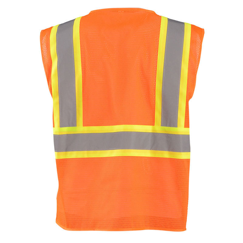 OccuNomix Men's Orange Mesh Self-Extinguishing Two-Tone Vest with Quick Release Zipper