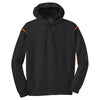 Sport-Tek Men's Black/ Deep Orange Tall Tech Fleece Colorblock Hooded Sweatshirt