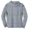 Sport-Tek Men's Grey Heather/ Forest Green Tall Tech Fleece Colorblock Hooded Sweatshirt