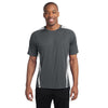 Sport-Tek Men's Iron Grey/ White Tall Colorblock PosiCharge Competitor Tee