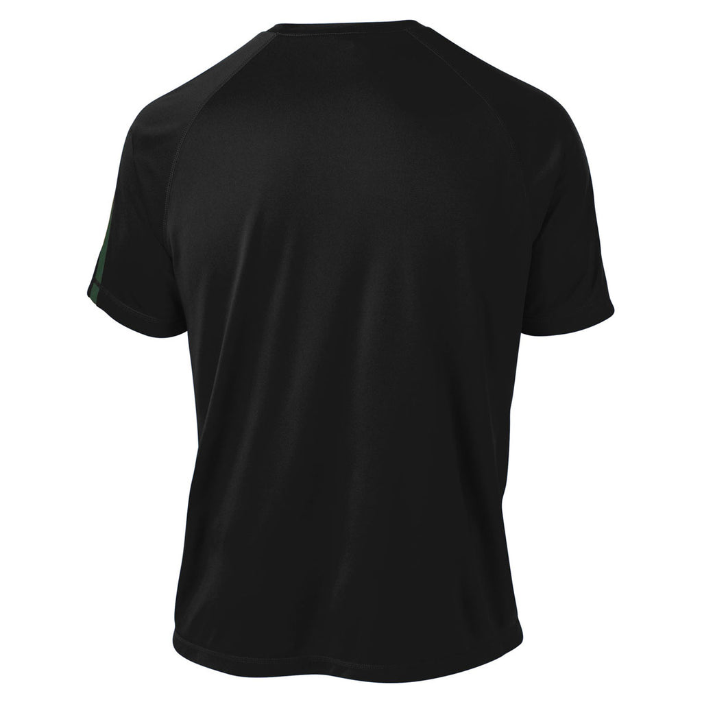 Sport-Tek Men's Black/ Forest Green Tall Colorblock PosiCharge Competitor Tee