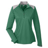Team 365 Women's Sport Dark Green/Sport Graphite Command Colorblock Snag-Protection Quarter-Zip