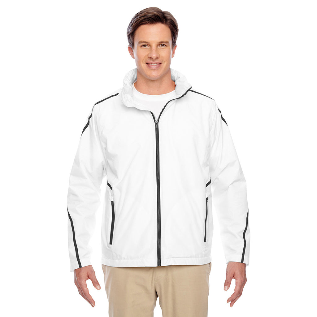 Team 365 Men's White Conquest Jacket with Fleece Lining