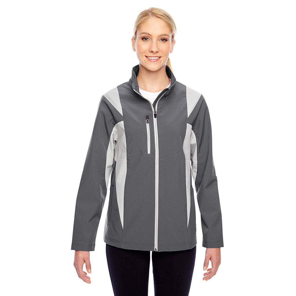 Team 365 Women's Sport Graphite/Sport Silver Icon Colorblock Soft Shell Jacket