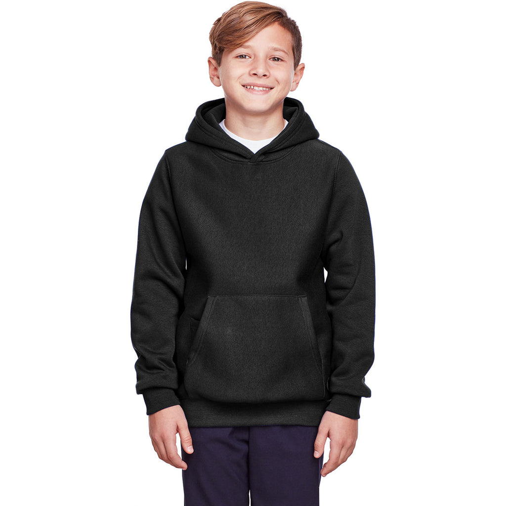 Team 365 Youth Black Zone HydroSport Heavyweight Pullover Hooded Sweatshirt