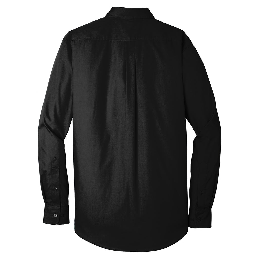 Port Authority Men's Deep Black Long Sleeve Carefree Poplin Shirt