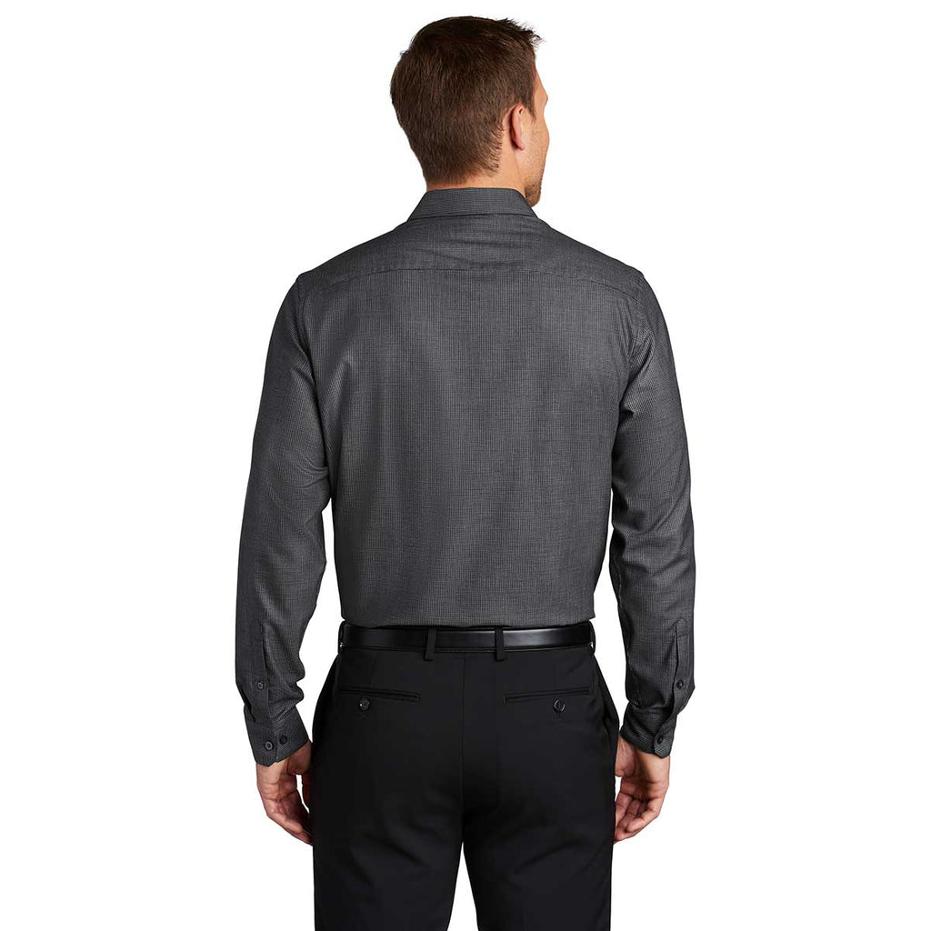 Port Authority Men's Black/Grey Steel Pincheck Easy Care Shirt