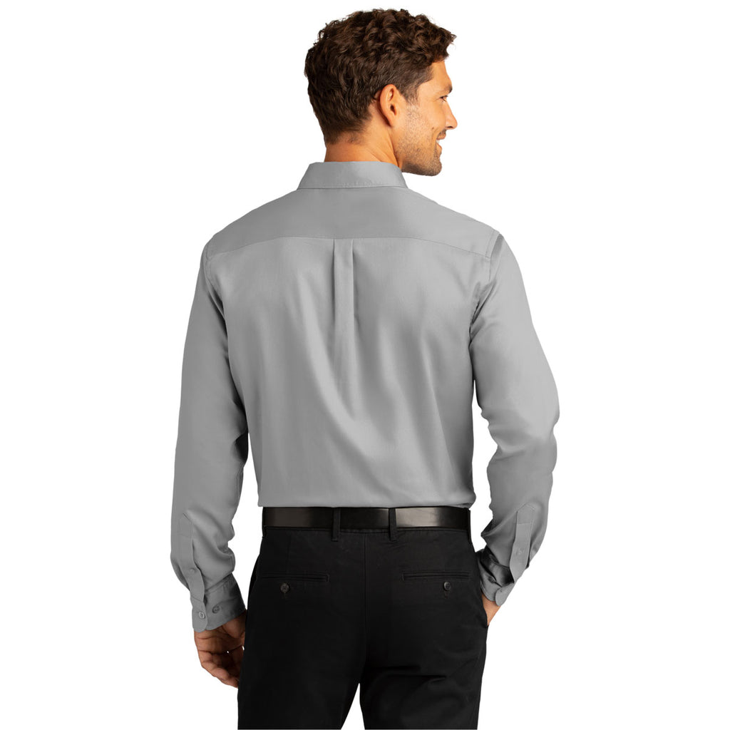 Port Authority Men's Gusty Grey Long Sleeve SuperPro React Twill Shirt