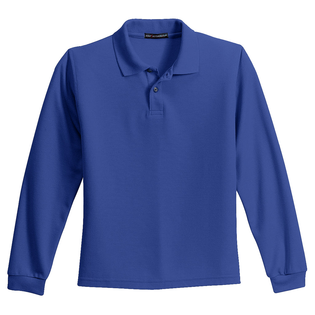 Port Authority Youth Royal Long Sleeve Silk Touch Polo