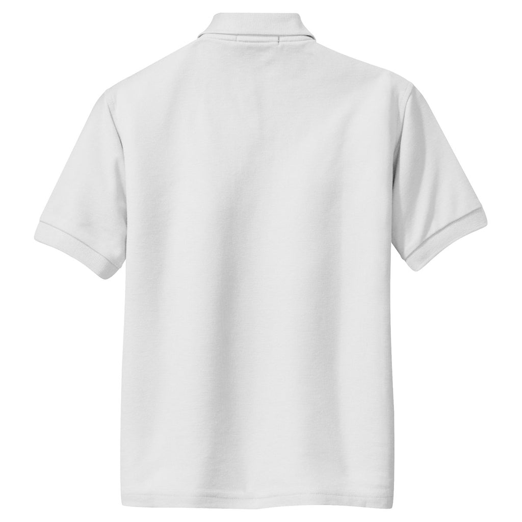 Port Authority Youth White Silk Touch Polo