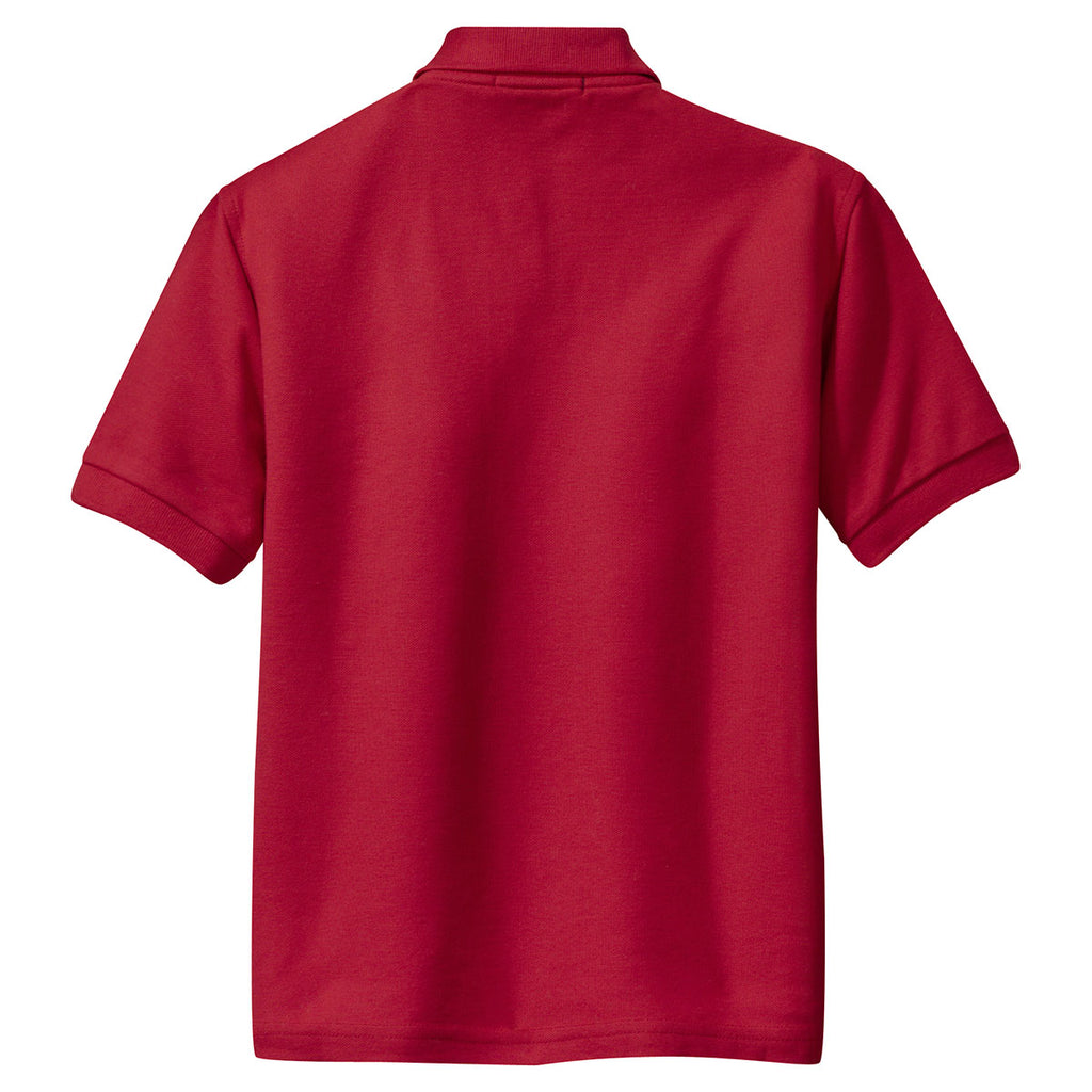 Port Authority Youth Red Silk Touch Polo