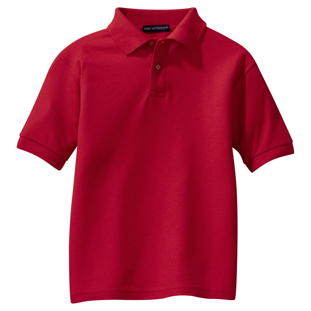 Port Authority Youth Red Silk Touch Polo