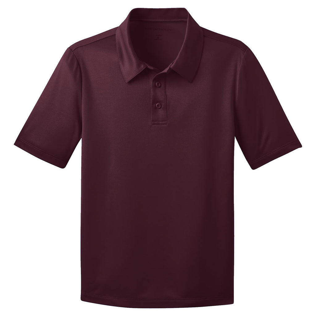 Port Authority Youth Maroon Silk Touch Performance Polo