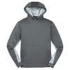 Sport-Tek Youth Dark Smoke Grey/White Sport-Wick CamoHex Fleece Colorblock Hooded Pullover