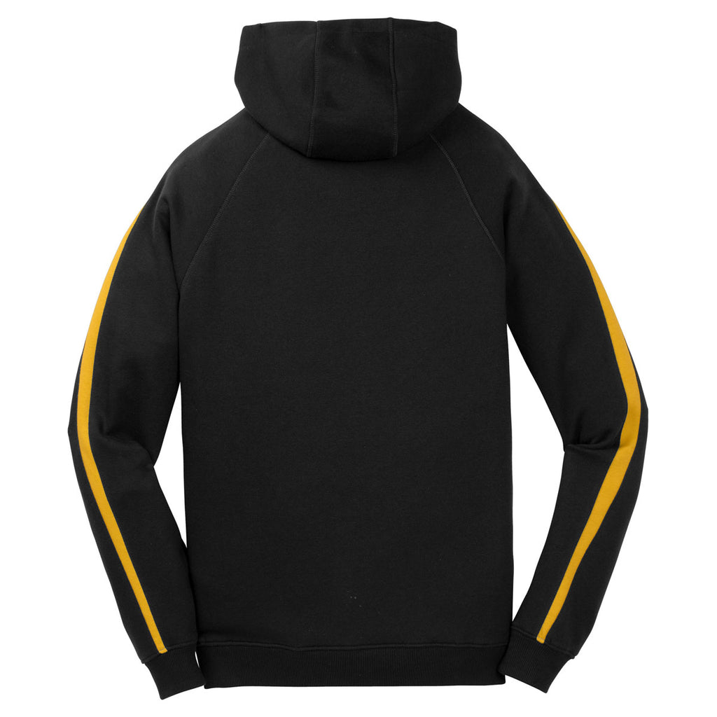 Sport-Tek Youth Black/Gold Sleeve Stripe Pullover Hooded Sweatshirt