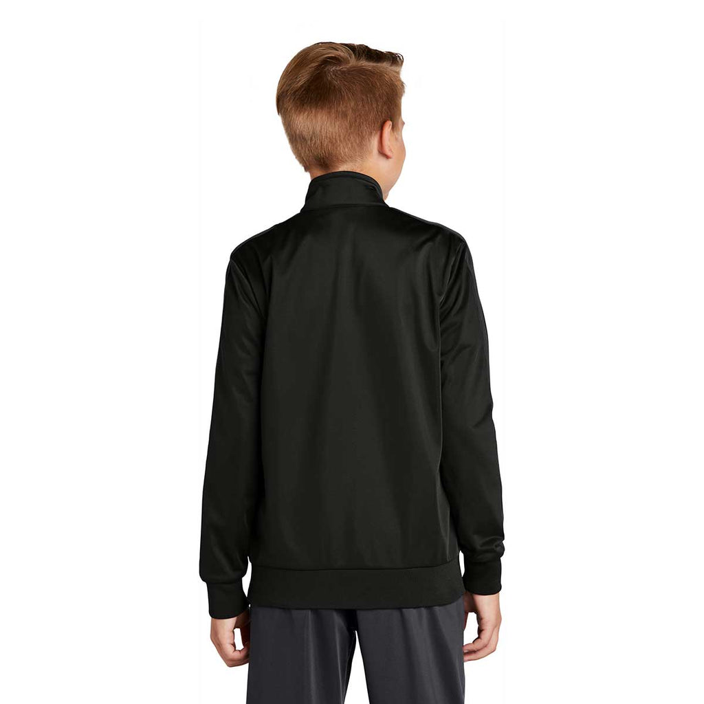 Sport-Tek Youth Black/Black Tricot Track Jacket