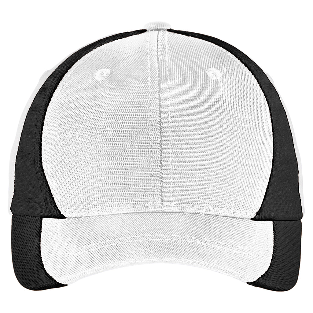 Sport-Tek Youth White/Black Dry Zone Nylon Colorblock Cap