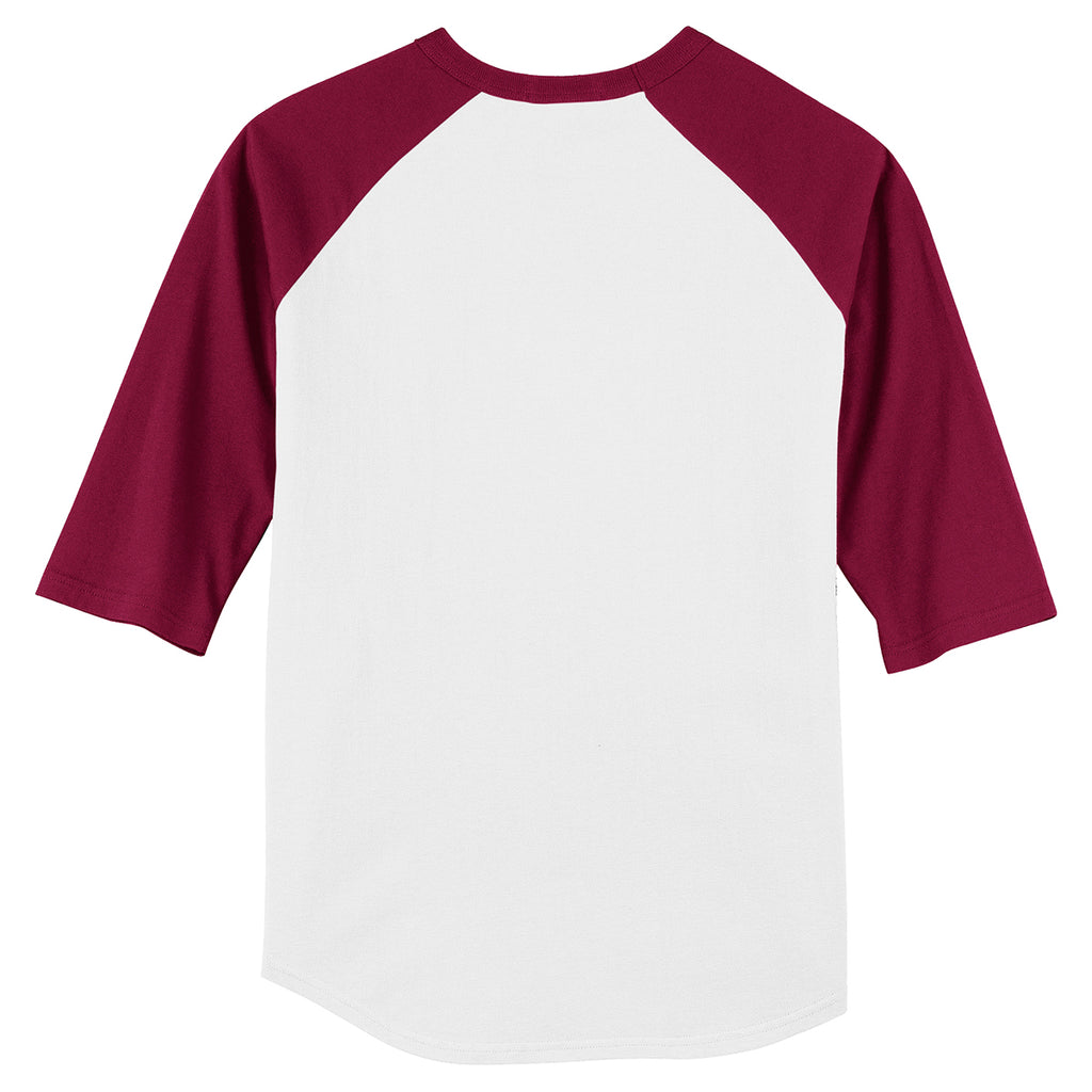 Sport-Tek Youth White/Cardinal Colorblock Raglan Jersey