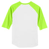 Sport-Tek Youth White/ Lime Shock Colorblock Raglan Jersey