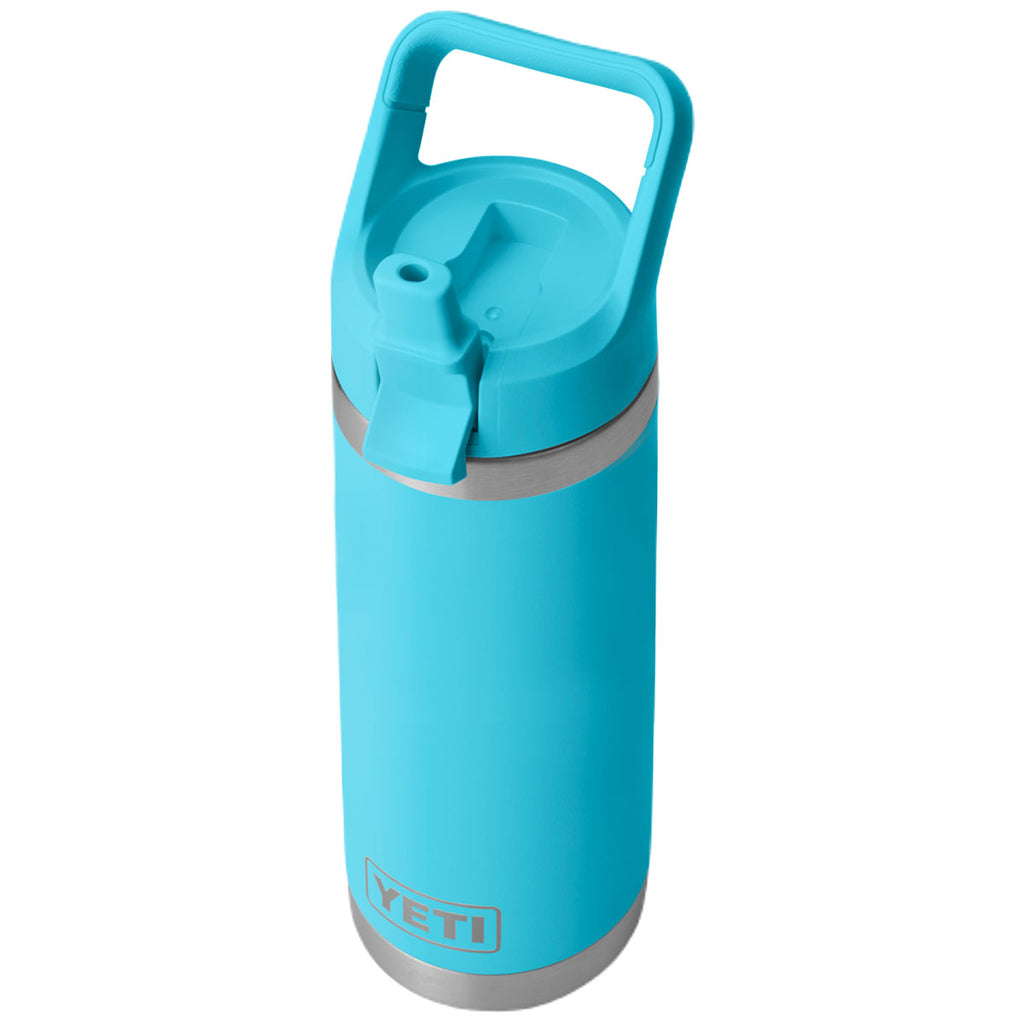 YETI Reef Blue Rambler 18 oz Water Bottle W/ Color Matching Straw Cap